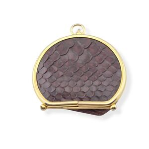 Vintage Neiman Marcus Collapsible Cup Coin Purse Snakeskin Burgundy Leather 60s